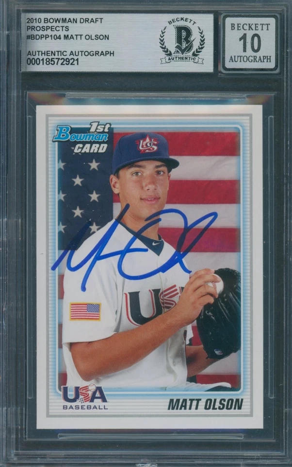 Bowman Draft Prospects 2010 Matt Olson Beckett auténtico firmado automático 10 *2921 Foto 1 de 1