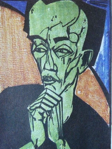 Erich HECKEL (1883-1970) - Männerbildnis, Holzschnitt 1919 - Picture 1 of 4