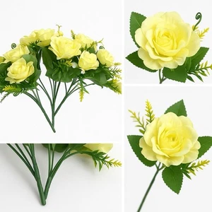 🎀 Set of 3 Yellow Rose Stems – Bridal Party DIY Wedding Centerpiece - Picture 1 of 2