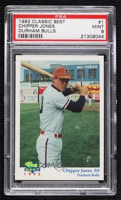 1992 Classic Best Durham Bulls Chipper Jones #1 PSA 9 MINT HOF - Image 1 of 2