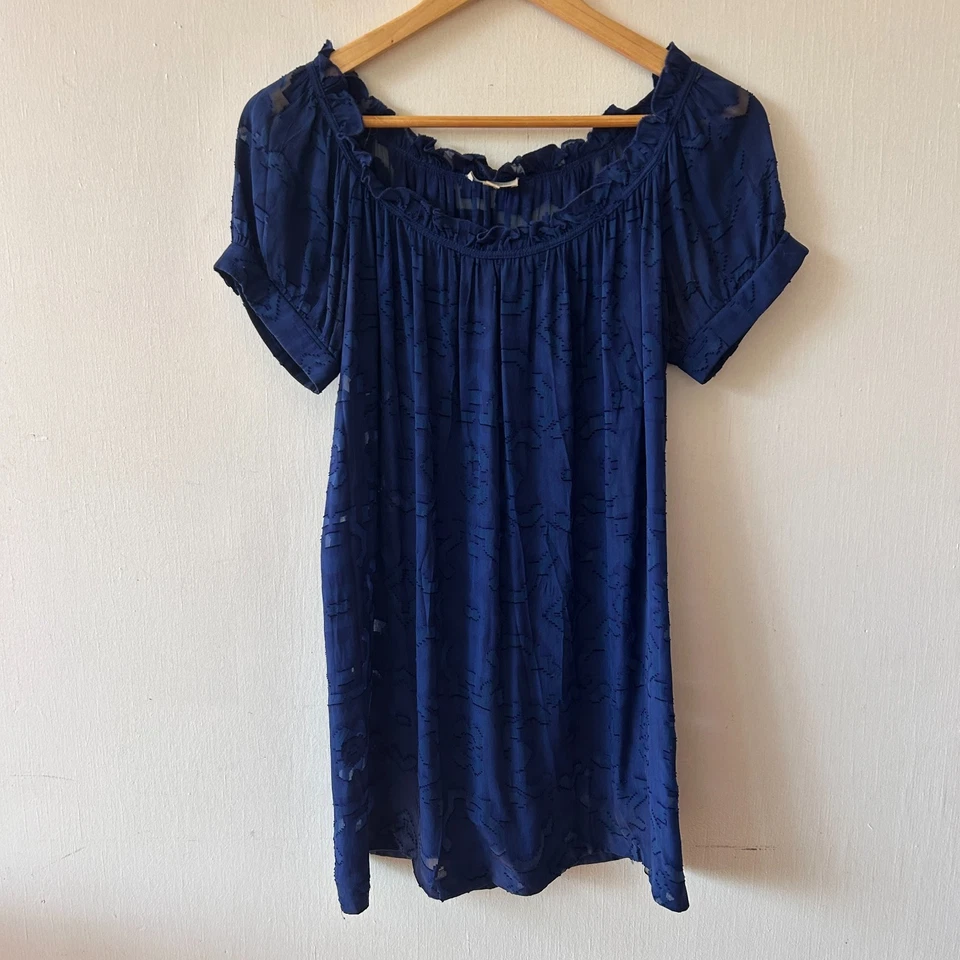 Blusa Shoshanna Floral Transparente Para Mujer 6 Azul Mezcla Seda Boho Y2K Hada del Bosque Foto 1 de 4