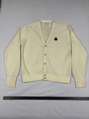 CÁRDIGAN AMARILLO IZOD VINTAGE L GRANDE EE. UU. BOTONES PREPPY SUÉTER RETRO Foto 1 de 4