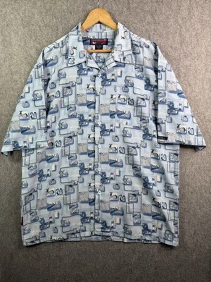 Southpole Vintage Hip Hop Button Up Shirt Blue AOP Rap 90’s Y2K Baggy Men’s XL - Image 1 of 4