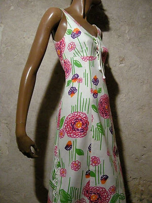 Vintage Chic Vestido Largo 1970 Maxi 70s Kleid 70er Retro (36/38) - Imagen 1 de 4