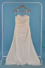 Brandneu mit Etikett Elite Braut Hochzeitskleid plissiert Halstuch vorne Spaghetti Riemen Größe UK12