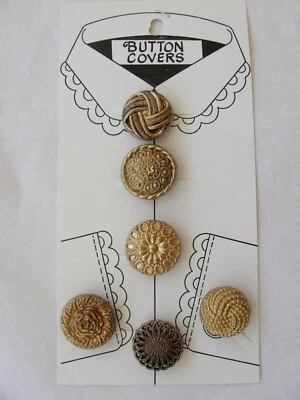 Vtg Womens BUTTON COVERS  ~Faux Gold Button Covers ~NOS  - Image 1 of 4