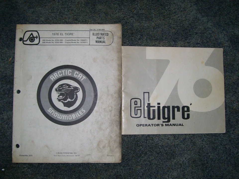 1976 arctic cat el tigre снегоход операторов руководство и запчасти книга - Изображение 1 из 1