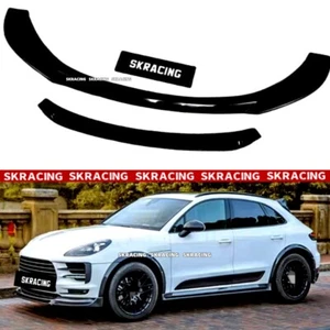 Alerón labial difusor parachoques delantero atlético negro brillante para Porsche Macan 19-21 - Imagen 1 de 5