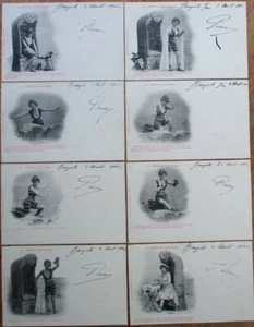Bathing Beauty 1903 Bergeret French Fantasy SET OF EIGHT Postcards- Crab, Risque - Picture 1 of 1