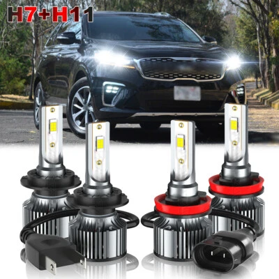 Faros LED H7+H11 4 piezas bombillas altas/bajas para Kia Sorento 2015 2016 2017 2018 2019 Foto 1 de 4