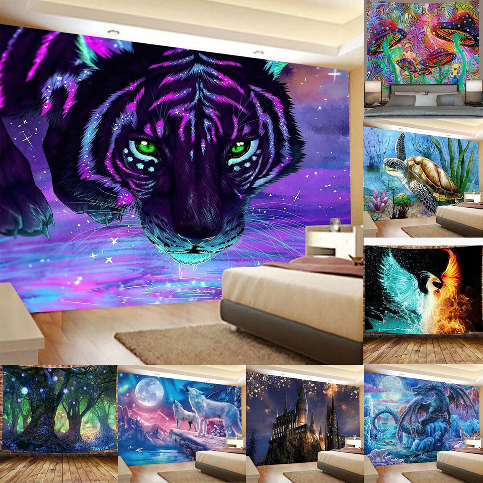 Manta colgante de pared grande animal lobo tapiz colcha telón de fondo decoración Foto 1 de 1