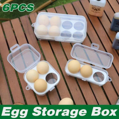 6PCS Portable Egg Storage Box Shockproof Sealed Plastic With Lid Camping Box AU - image 1 of 4