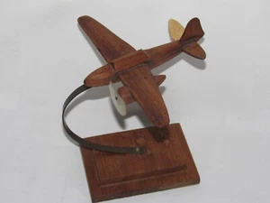 08I12 Antiguo Juguete de Madera Avión De Guerra De Despacho Art Deco 1940 - Imagen 1 de 5
