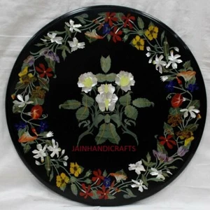 30'' Black Marble Table Top Coffee Dining sofa center Inlay Lapis Mosaic Items - Picture 1 of 4