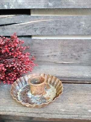 Tartelette Kerzenleuchter Stabkerze  Metall Eisen rostig rustikal braun  + NEU + - Bild 1 von 2