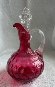 Fenton Polka Dot in Ruby Overlay Glass Cruet with Stopper #2473 = Free Shipping - Picture 1 of 10