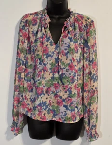 Blusa para mujer Cupcakes y cachemir azul floral manga larga talla pequeña - Imagen 1 de 10