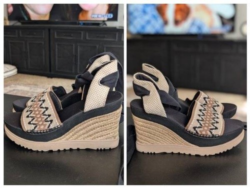 Sandalo con zeppa espadrillas e plateau alla caviglia Ugg Abbot nuovo senza scatola taglia 9
