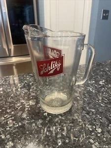 Vintage SCHLITZ Beer Pitcher Heavy Glass Man Cave Bar Drinkware Milwaukee - Picture 1 of 5