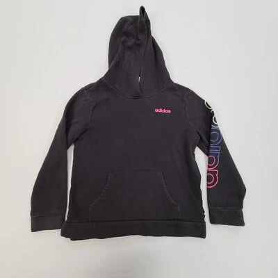 Adidas Suéter Niñas Pequeño Negro Sudadera con Capucha Pullover Aire Libre Informal Jóvenes Niños Foto 1 de 4
