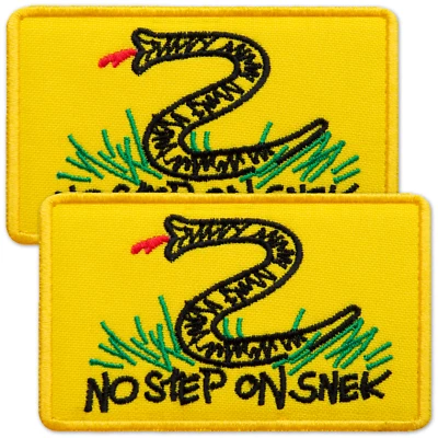 2Pcs Yellow No Step On Snek Pach with Hook and Loop, Embroidered American Patch - Image 1 of 4