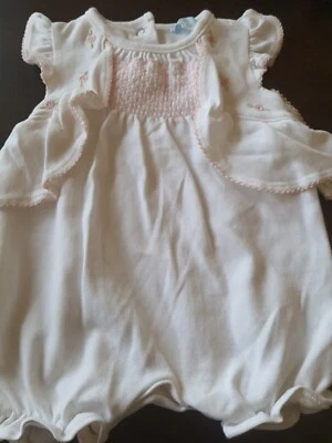 Bebé Niña LE TOP Talla 3 M Mameluco Una Pieza Blanco Flores Caladas Bordadas Foto 1 de 4