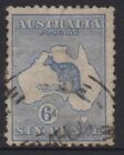 Australia 1913 6D Ultramarine Kangaroo Stamp (Die Ii) Vfu 1St.Wmk Sg.9
