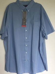 Roundtree Yorke Travel 4XB Button Front Big & Tall Short Sleeve Blue Check NWT - Picture 1 of 10