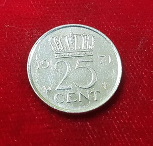 1971 25 Cent Coin Netherlands Holland Queen Juliana - Picture 1 of 2