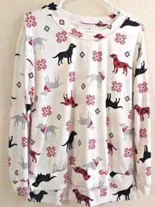 SECRET TREASURES SUPER SOFT HACCI KNIT LONG SLEEVE TOP DOGS SIZE M 8-10 5L44 - Picture 1 of 7