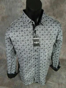 Mens Shirt Shaded Grey Polka Dots Classic Fit Button Front Barabas Premiere - Picture 1 of 5