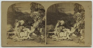 Stéréo 1860-70 James Elliott. Agar & Ismaël dans le désert. Bible. Judaïca. - Picture 1 of 3