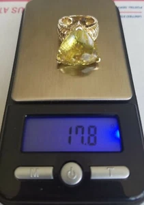 HUBERT 14k Ring with Lime-Quartz  and Diamonds,  size 6 - Picture 1 of 5