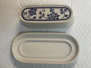 NORITAKE PRISMATONE STEINZEUG KLEBEN REBE BLAU WEISS Butterschale WOW - Bild 1 von 4