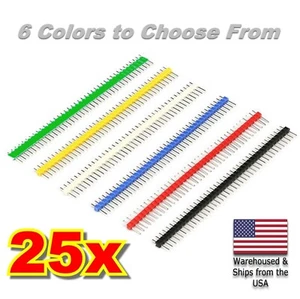 25PCS 40Pin 2.54mm Single Row Straight Male Pin Header Strip For PCB Arduino - Picture 1 of 8