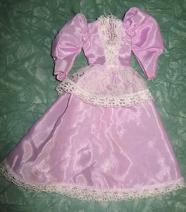 Barbie Size Fashion - Lavender Taffeta Long Dress w/ Lace Trim - Picture 1 of 4