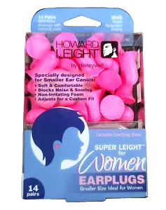Howard Super Leight Foam Ear Plugs NRR 30 w/Unique Bell Shape Pink 14/pk R-01757 - Picture 1 of 4