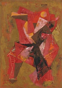 MARINO MARINI Art Poster or Rolled Canvas Print "COMPOSITION IN RED" - Picture 1 of 1