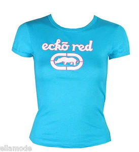 Marc Ecko Red Turquoise Blue, White Fitted T Shirt Free UK Ship XS S M UK 6 8 10 - Picture 1 of 2