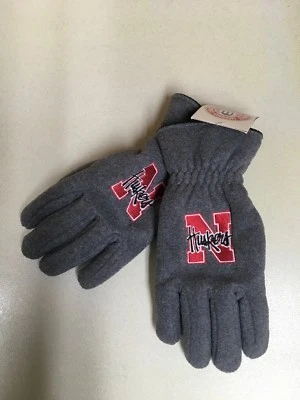 NCAA Nebraska Cornhuskers Mens Grey Lined Fleece Gloves Medium - Image 1 of 2