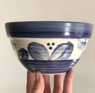 Tazón de sopa/cereal Pfaltzgraff Villa Flora azul blanco púrpura patrón de hojas de colección usado en excelente estado Foto 1 de 4