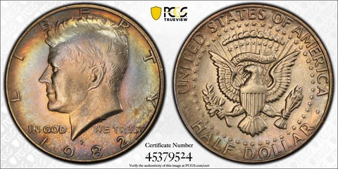 1982 PCGS MS66 Kennedy Proof Half Dollar 50c - Colorful Toned High Grade Cover