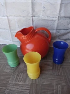 Anchor Hocking Kool Aid Ball Pitcher Set Orange 1950's - Picture 1 of 7