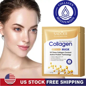10Pcs Anti-Wrinkle Collagen Face Mask Moisturizing Anti-Aging Repair Brightening - Picture 1 of 16