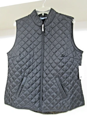Karen Scott Black Quilted Zip Sport Vest Size L - Image 1 of 4