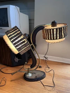 Vintage MCM Lampe Atomic Mid Century Holz Metall Tischlampe Hawaiian Modern Kane Bros. - Bild 1 von 24