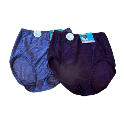 NUEVO Vanity Fair Illumination Brief 13109 2 Pares Panty Talla 6 Azul Carbón Sangría Foto 1 de 4