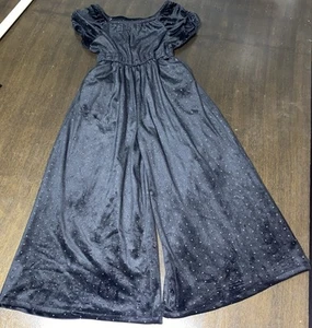 Tahari Black Velvety Wide Leg Girls Jumpsuit Size 5-6 - Picture 1 of 5