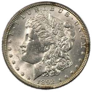 1892-O BU+ Morgan Silver Dollar $1 Brilliant Uncirculated New Orleans - Picture 1 of 2