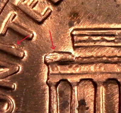 1971-D Lincoln Memorial Cent Penny Coin - Die Breaks Error Inv#Z674 - Image 1 of 4